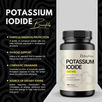 Comprimés de potassium iodure 130 mg pour soutenir l'immunité et la thyroïde, 120 comprimés, personnalisables directement en usine