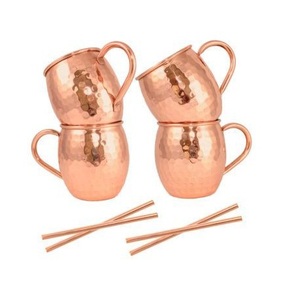 Tasses à Moscow Mule en cuivre pur, faites à la main, ensemble de mugs à bière en cuivre massif pour bars, fêtes et usage ayurvédique - Product Image 3