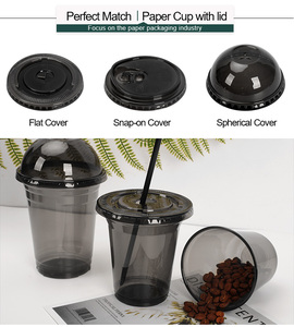 Disposable Clear Plastic <b>Cups</b> Dome Flat Lids Custom Logo Silk Screen Printed 90mm Black PP Hard <b>Cups</b> for Hot/<b>Cold</b> Bubble Tea - Product Image 3