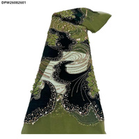 Matériaux pour robe de fête de style nigérian, broderie africaine, fleurs en velours, tissu en dentelle de tulle français avec paillettes