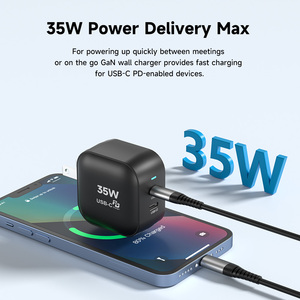 Mini 35W Cargador rápido 2C Cargador de pared USB C Tipo C <span class=keywords><strong>PD3</strong></span> <span class=keywords><strong>0</strong></span> QC GaN Adaptador de cargador para iPhone Samsung Teléfonos móviles Carga rápida - Product Image 2