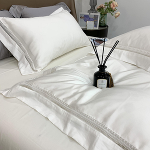 Hiện đại sang trọng 100% cotton Vua Kích thước Duvet cover Bộ năm sao khách sạn phong cách rắn Trắng dệt bedding bedding bedding Set - Product Image 1