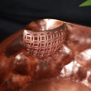 Cafetière turque en cuivre pur martelé, faite à la main, mini chauffe-lait avec bec verseur filtrant, petite casserole avec poignée en bambou naturel - Product Image 2