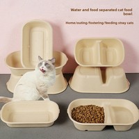 Nieuwe Aankomst Wegwerp Geïntegreerde Voedsel- en Waterbak met Kattenoren Draagbare Buiten Voederbak voor Zwerfkatten, Honden en Dierenopvang
