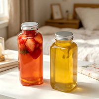 Bouteille en verre de 300 ml avec fond plat français transparent, bouteille d'emballage pour jus pressé à froid et brandy avec bouchon à vis