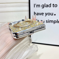 Étui de téléphone de luxe à cadre plaqué brillant et scintillant pour iPhone Duo avec support rotatif à 360° et protection intégrale