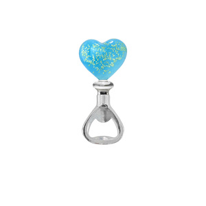 Valentine'S Day Blue Crystal Heart <b>Bottle</b> Opener <b>Small</b> Silver Style Gift For <b>Beer</b> Opening - Product Image 1