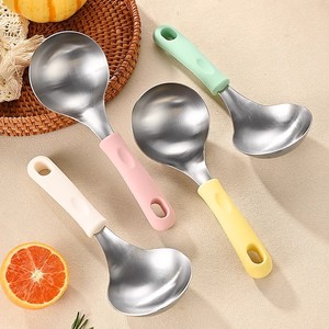Cucchiaio di Alta Qualità in Acciaio Inox 304 per Zuppa e Riso con Manico in Silicone, Utensile per <span class=keywords><strong>Cucina</strong></span> Coreana - Product Image 2