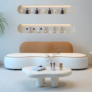 Set Sofa Lengkung 4 Bagian Desainer, Mewah dan Nyaman dengan Busa untuk Area Resepsi Toko, Salon Kecantikan, Toko Pakaian, Selebriti Internet - Product Image 6