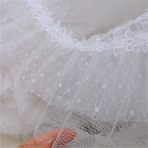 Largeur 12cm <span class=keywords><strong>blanc</strong></span> plissé maille dentelle bord garniture robe de mariée jupe vêtements tissu couture bricolage artisanat - Product Image 5