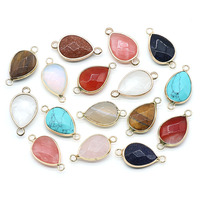 Pendentif Goutte d'Eau Sertie de Cristaux Naturels Doubles, Poli et Fini, pour Bijoux DIY (Bracelet, Collier)