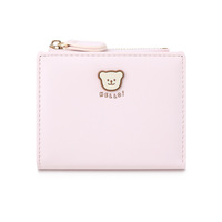Dompet Koin Poliester Gaya Korea dengan Resleting Desain Beruang Lucu untuk Pelajar Serbaguna Dompet Kartun Kecil Portabel Pendek Impor