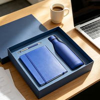 Ensemble cadeau personnalisé moderne en acier inoxydable pour le personnel, avec bouteille anti-fuite, carnet et stylo - Cadeau pour la fête des pères et Thanksgiving