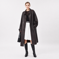 Manteau d'hiver décontracté unisexe de luxe en peau de mouton pleine fleur, coupe Balmacaan mi-longue, effet vieilli, coupe-vent
