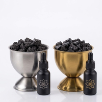 Diffuseur d'huiles essentielles de luxe en métal avec pierres volcaniques brutes et flacon compte-gouttes noir mat, en gros pour la décoration intérieure