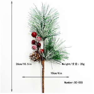 Giáng sinh nhân tạo <span class=keywords><strong>Red</strong></span> Berry cắt mô phỏng bông tuyết thông kim Pinecone trá<span class=keywords><strong>i</strong></span> cây màu đỏ chi nhánh - Product Image 6