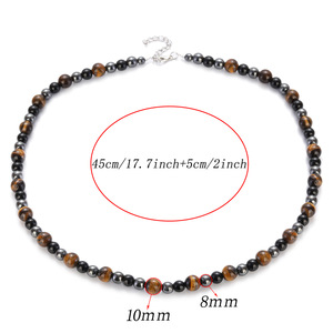 Kalung Pria harian gaya Eropa Amerika Khusus kalung manik-manik batu mata harimau hitam khusus perhiasan mode baru - Product Image 4