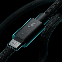 Câble Thunderbolt 5 Type-C 120 Gbps 240 W 8K 60 Hz Vidéo 16 Cœurs Tressé pour Ordinateur Portable SSD Moniteur