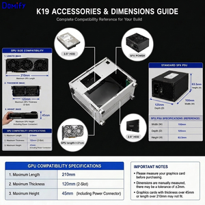 <span class=keywords><strong>Caja</strong></span> de <span class=keywords><strong>PC</strong></span> Portátil K19 Mini ITX de 7.6L con Asa, Compatible con Fuente de Alimentación SFX, Soporte para GPU de 210 mm, Chasis Compacto Vertical para Computadora de Escritorio SFF - Product Image 2
