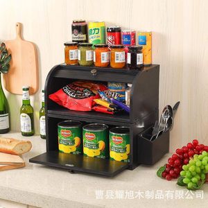 Boîte de rangement pour pain en bois Yaoxu, grande capacité, avec tiroir et porte-couverts pour la cuisine - Product Image 2