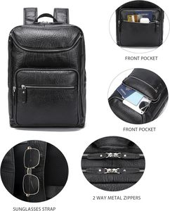 Vegetable Tanned <b>Leather</b> <b>Backpack</b> For <b>Men</b>, 15.6" <b>Leather</b> Laptop <b>Backpack</b> Hiking Travel Bag Camping Rucksack - Product Image 5