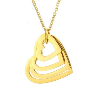 Collana con Ciondolo a Catena a Maglie a O in Acciaio Inossidabile con Design Inciso, Placcatura in Oro 18K/Argento/Oro Rosa, Alta Qualità - Product Image 1