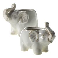 Nouvelle conception moderne de décoration d'intérieur, pot de fleurs en céramique en forme d'éléphant, porcelaine blanche émaillée, rétro, pour plantes succulentes