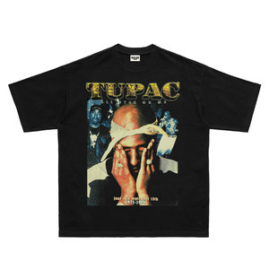 T-Shirt Vintage Stile Americano 2PAC Tupac West Coast, Manica Corta, Vestibilità Ampia, Design Retrò Hip Hop - Product Image 1