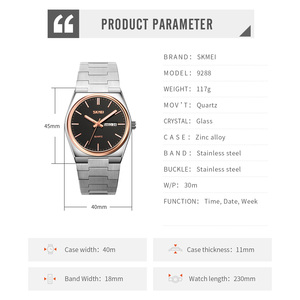 <span class=keywords><strong>Orologio</strong></span> da <span class=keywords><strong>uomo</strong></span> Skmei 9288 di lusso al quarzo, alla moda, di alta qualità, impermeabile 3BAR, cassa ovale, cinturino in acciaio inossidabile da 18 mm, cassa in lega di zinco - Product Image 3
