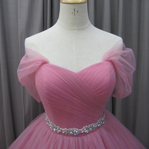 Jancember MZ0054 Princess Pink Off Shoulder Empire Evening Party Vestidos de mujer - Product Image 2