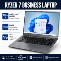 Ordinateurs portables neufs AMD Ryzen 7 6800H 15,6 pouces FHD IPS DDR5 64 Go 4x emplacements M.2 WiFi 6 Lecteur d'empreintes digitales Windows 11 Ordinateur portable professionnel