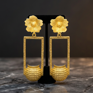 Nouvelle Arrivée - Boucles d'Oreilles Jaipur Gems Flo Drop - Plaqué Or, Design Ethnique pour Mariage, Fiançailles, Anniversaire, Cadeau - Product Image 2