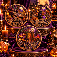 Pièce de collection souvenir en cuivre pur 999 de 1 oz, artisanale, avec motifs Citrouille et Chat Noir, en boîte cadeau d'Halloween, impression UV en relief 3D