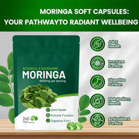 MOQ 500 Botol Kapsul Softgel Moringa Label Pribadi Khusus Dewasa Suplemen Herbal Makanan Kesehatan Kelas Premium untuk Kesehatan Sendi dan Imunitas