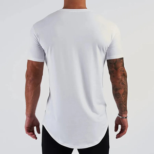 Camiseta de cuello redondo de verano de manga corta de algodón para hombre Camiseta blanca de color sólido transpirable completa - Product Image 2