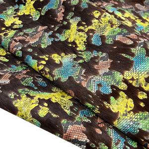 Màu nâu sẫm da chính hãng với lông ngựa màu-in <span class=keywords><strong>Python</strong></span> mô hình cho túi xách và quần áo - Product Image 2