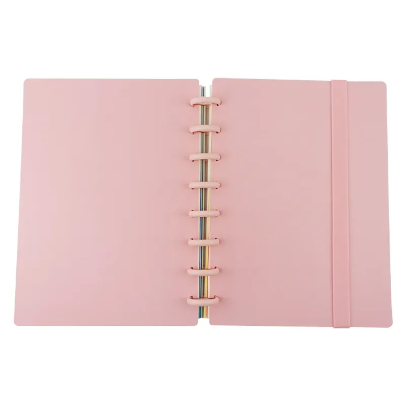 Penjualan Langsung dari Pabrik 8 Cincin Loose-Leaf Binder Spiral A6 A5 Notebook Cina Notepad Hadiah dengan Band Elastis