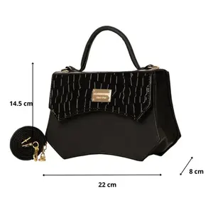 Bolso Bandolera Fana Mara Negro PU con Patrón de Cocodrilo, Cierre de Cremallera, Estilo Vintage, Uso Diario - Product Image 4
