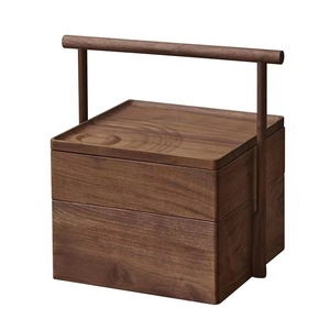 Caja de Madera Cuadrada de Nogal, Portátil, para Almacenamiento de Té, Caja de Regalo - Product Image 5