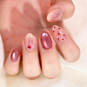 Uñas Postizas de Gel ABS con Diseño de Ojo de Gato y Almendra, con Recubrimiento UV, Ecológicas y Reutilizables, Duran 30 Días - Product Image 1