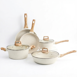8 Pieces Non-stick Cookware Set Aluminum <b>Saucepan</b> Frying Pan Soup Pot with Glass Lids Granite Coating Kitchen Pot and Pan Set - Product Image 1