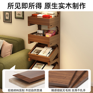 Bona Gold Square Solid Wood Multi Layer Storage Rack With Wheels <b>Rustic</b> Style Floor Standing Organizer For Home Office <b>Desk</b> Toy - Product Image 2