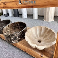 Lavabo vasque moderne en pierre ciselée beige pour salle de bain, vasque ovale en forme de canoë, lavabo en marbre naturel pour hôtels