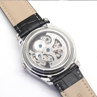 Montre pour homme en argent, design transparent, squelette, automatique, mécanique, argent sterling 925