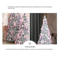 Verstellbarer Faltbarer Teleskopischer LED-Beleuchteter Rosa Fichten-Weihnachtsbaum 100-500 Lichter für Innenbereich Dekorativ Ohne Montage