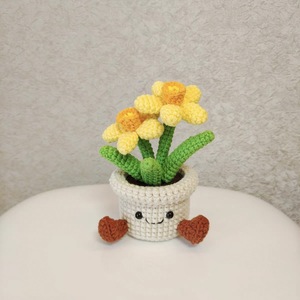 Crochet Flower Pot Handmade Bouquet Desk Decor Mini Cute Hand Woven Knitted <strong>Tulip</strong> Flower Finnshed Flowers Car <strong>Table</strong> Decor Gift - Product Image 6