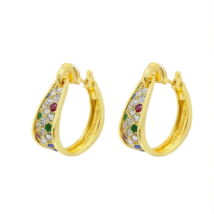 Gold Water Drop <b>Hoop</b> <b>Earrings</b> 18K Solid Gold Diamond Prong Setting Luxury Women's Everyday Wear <b>Fine</b> Jewelry - Product Image 1