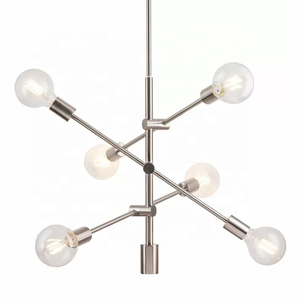 SIMIG Design de Style Simple avec Bâton 6 Lumière en Verre Spoutnik Lustre Transitionnel Linéaire Moderne Noir pour Éclairage Domestique - Product Image 4