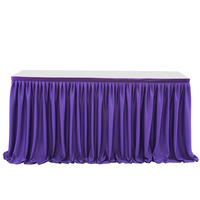 Jupe de table rustique en tissu polyester plissé, résistante aux plis, pour décoration de fête, couvre-table de buffet pour anniversaire et mariage