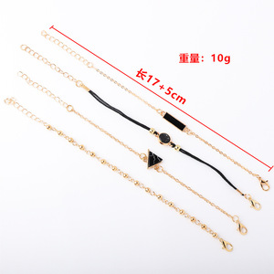Geometric Alloy <b>Bracelets</b> Set Gold Plated Chain Link Trendy Unisex Fashion Jewelry 4 Piece Set - Product Image 4